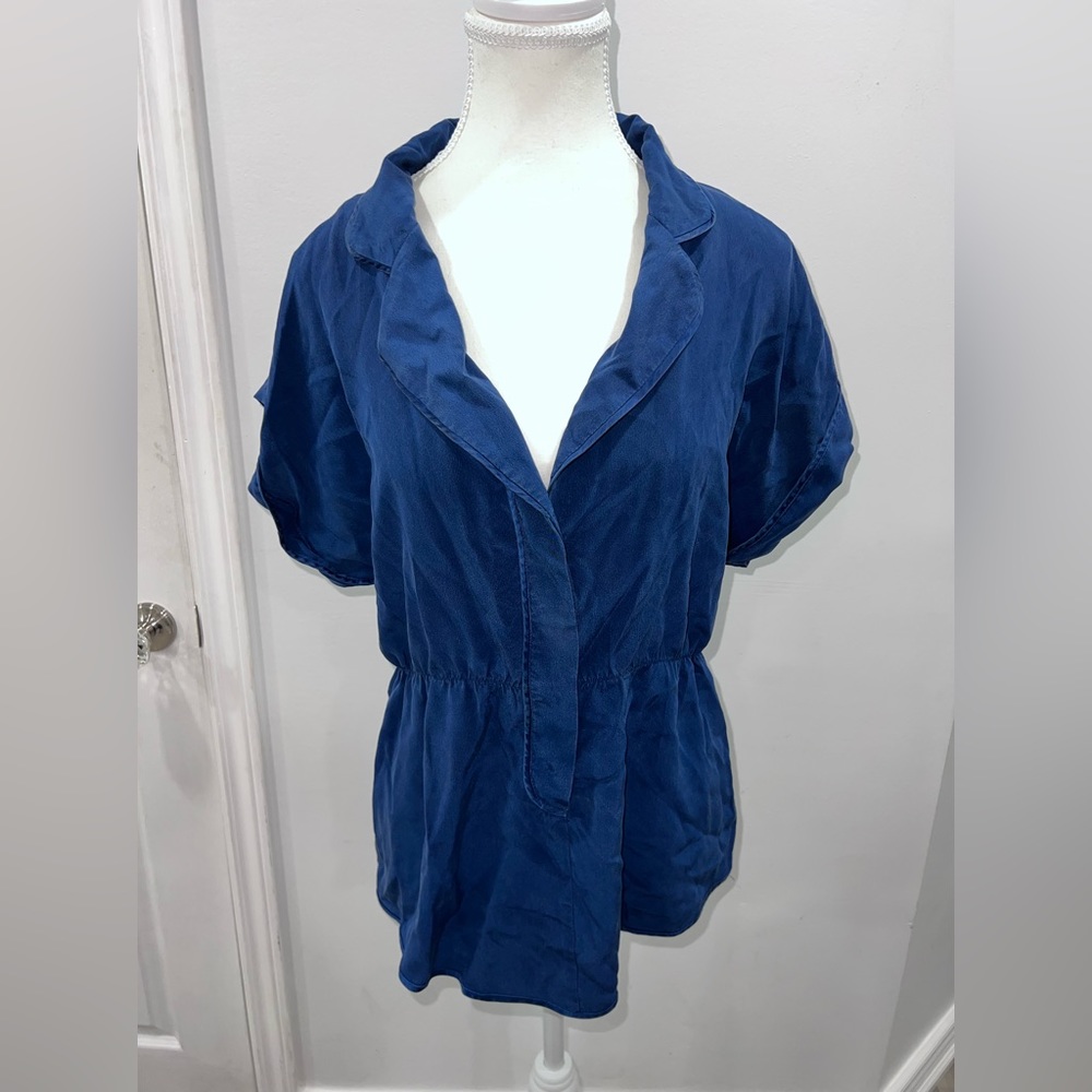 Blue Silk Collared Tshirts